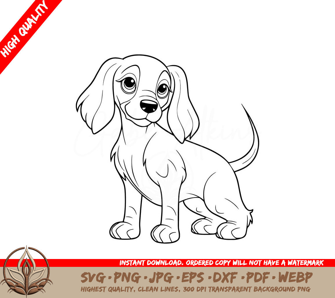 Sweet Dachshund Digital Design in Multiple File Formats (SVG, PNG, JPG, AI, PDF, DXF, EPS, WebP) 
