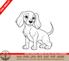 Sweet Dachshund Digital Design in Multiple File Formats (SVG, PNG, JPG, AI, PDF, DXF, EPS, WebP) 
