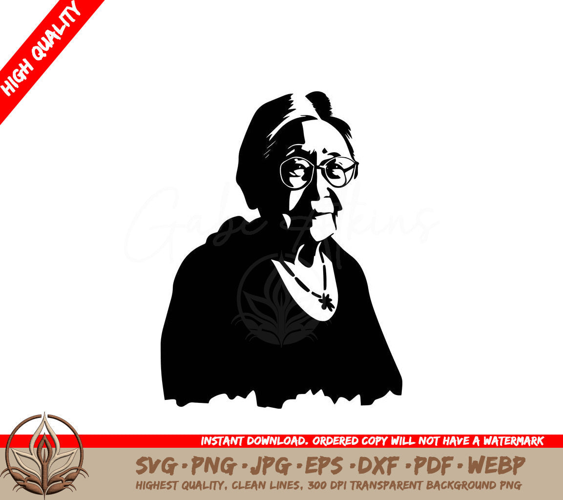 Sweet Elderly Lady Cut File in SVG, PNG, JPG, AI, PDF, DXF, EPS and WebP Formats 
