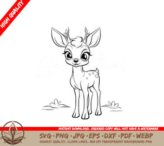 Sweet Female Doe - Digital Design in Multiple File Formats (SVG, PNG, JPG, AI, PDF, DXF, EPS, WebP) 
