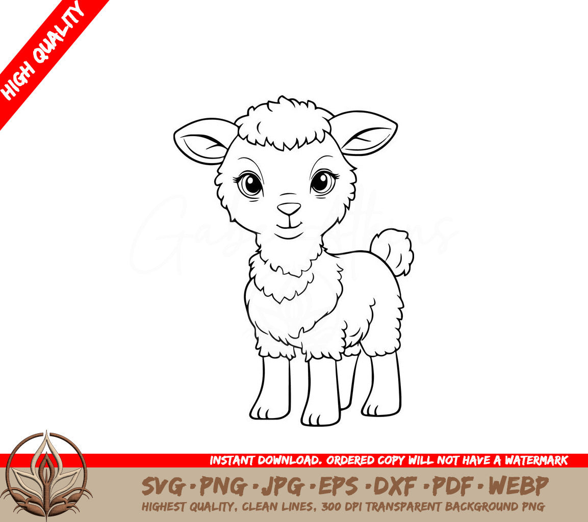 Sweet Little Lamb Digital Design - SVG, PNG, JPG, AI, PDF, DXF, EPS  WebP File Formats 
