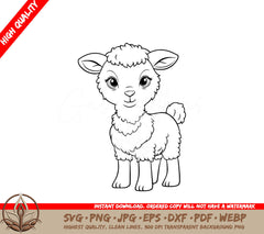 Sweet Little Lamb Digital Design - SVG, PNG, JPG, AI, PDF, DXF, EPS  WebP File Formats 
