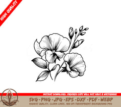 Sweet Pea Elegance SVG PNG JPG AI PDF DXF EPS and WebP Digital Download 
