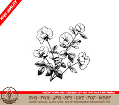 Sweet Pea Flowers SVG PNG JPG AI PDF DXF EPS and WebP - Digital Download 
