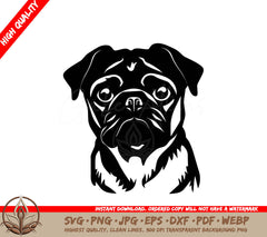 Sweet Pug Digital Design File (SVG, PNG, JPG, AI, PDF, DXF, EPS, WebP) 
