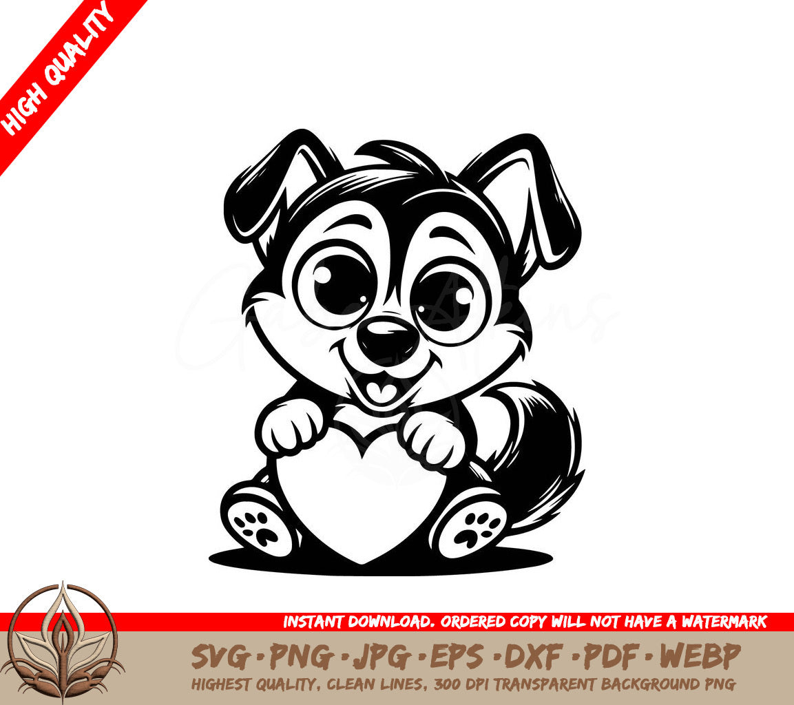 Sweet Pup Love Digital Design File (SVG, PNG, JPG, AI, PDF, DXF, EPS, WebP) 
