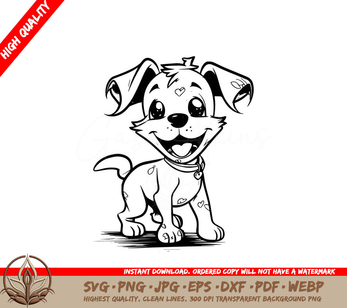 Sweetheart Puppy Digital Design in Multiple File Formats (SVG, PNG, JPG, AI, PDF, DXF, EPS, WebP) 
