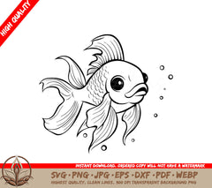 Swimming Goldfish Digital Design in Multiple File Formats (SVG, PNG, JPG, AI, PDF, DXF, EPS, WebP) 
