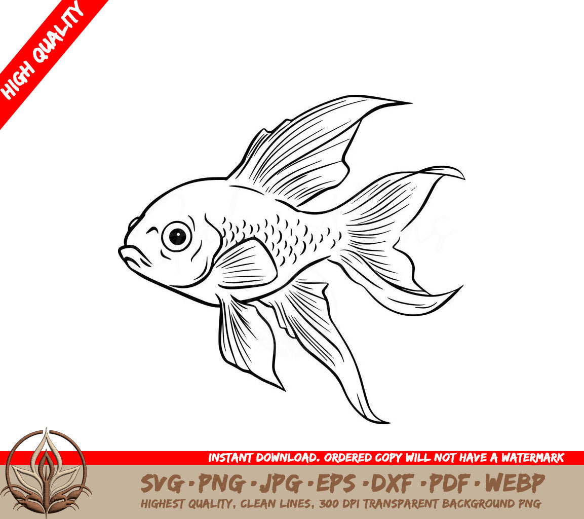 Swimming Pet Fish Digital Design in Multiple File Formats (SVG, PNG, JPG, AI, PDF, DXF, EPS, WebP) 
