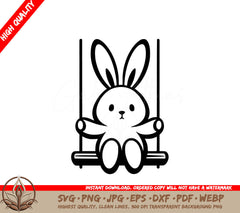 Swinging Bunny Digital Design in Multiple File Formats (SVG, PNG, JPG, AI, PDF, DXF, EPS, WebP) 
