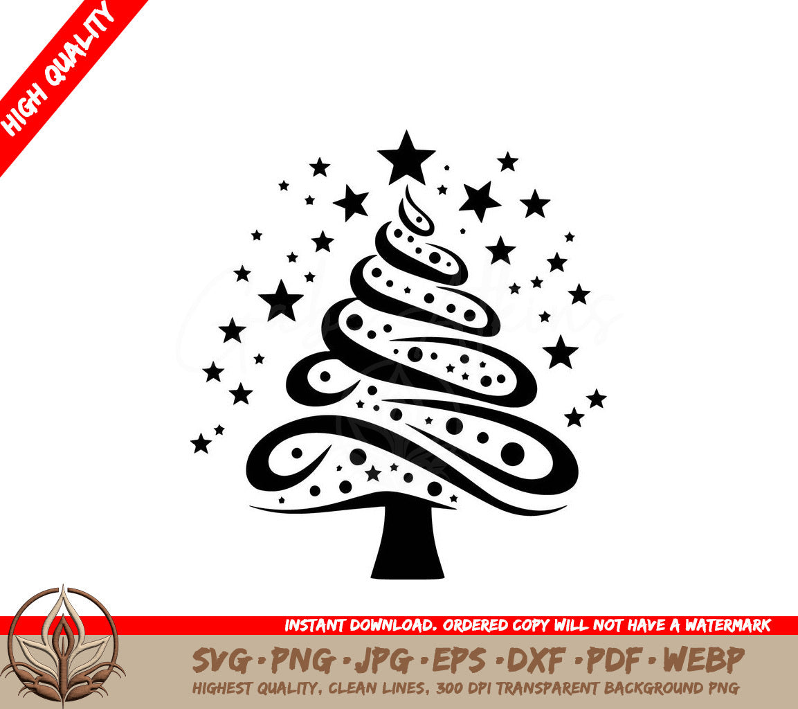 Swirl Christmas Tree SVG, PNG, JPG, AI, PDF, DXF, EPS  WebP - Digital Download 
