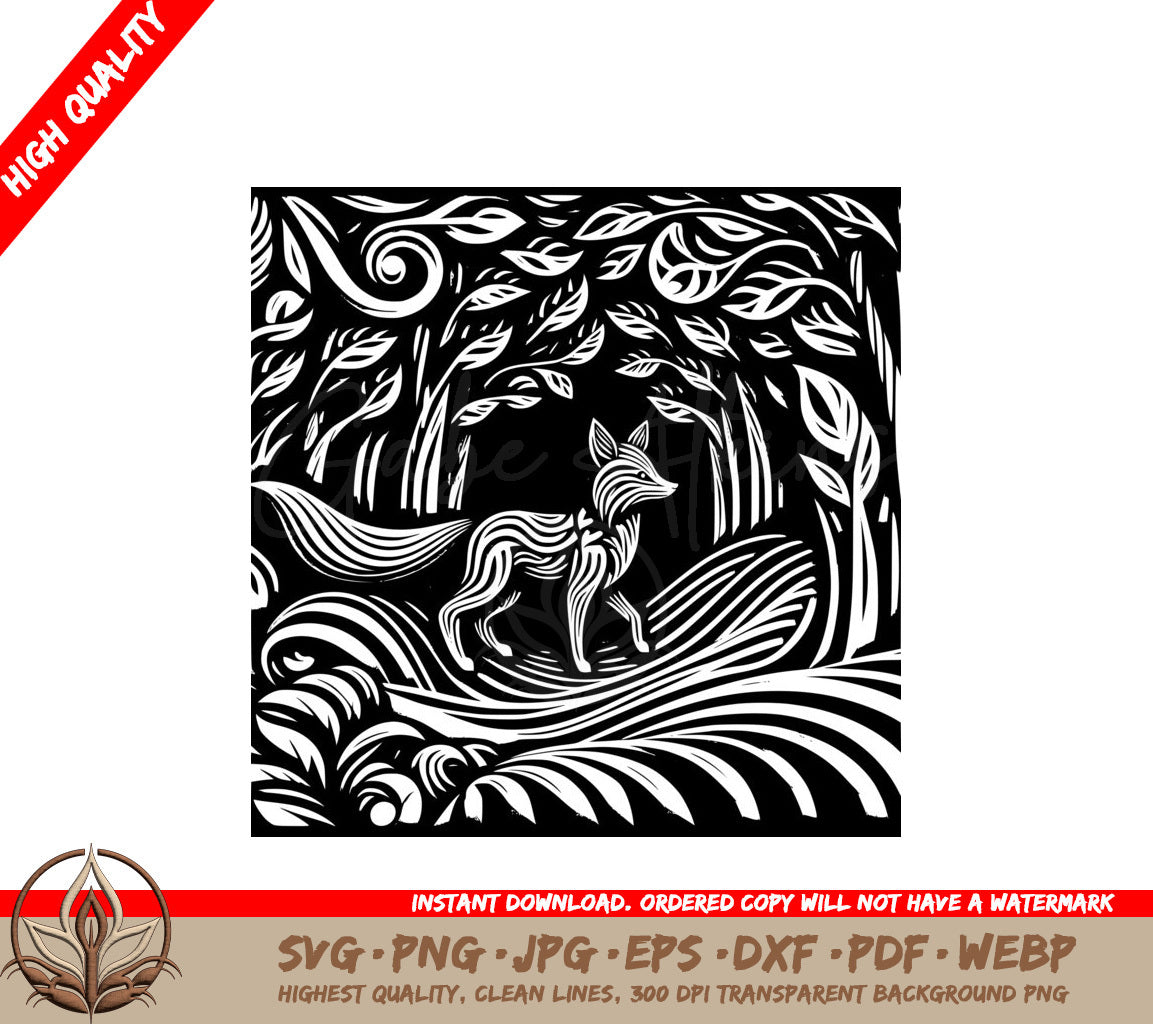 Swirling Fox Whispers SVG PNG JPG AI PDF DXF EPS  WebP Digital Design 
