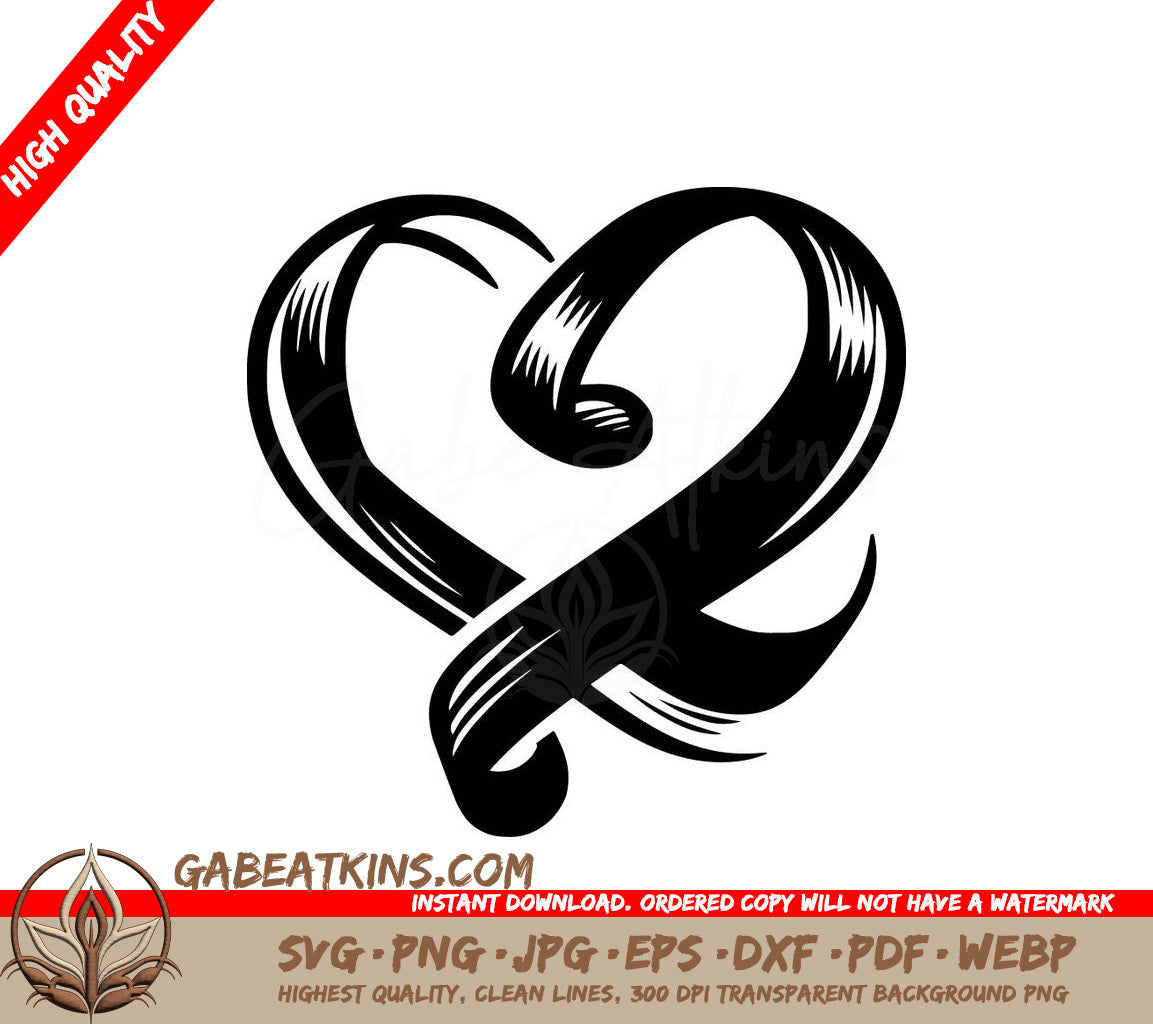  A Heart On A White Background SVG - Swirling Heart Elegance SVG