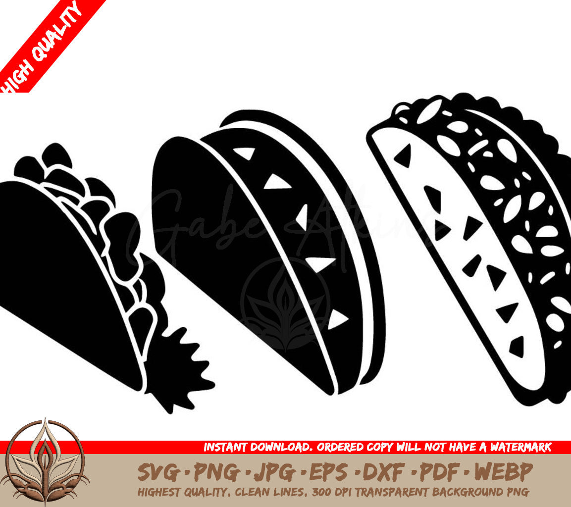 Tacos Digital Design in 8 File Formats (SVG, PNG, JPG, AI, PDF, DXF, EPS, WebP) 
