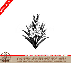 Tall Gladiolus SVG PNG JPG AI PDF DXF EPS and WebP - Digital Download 
