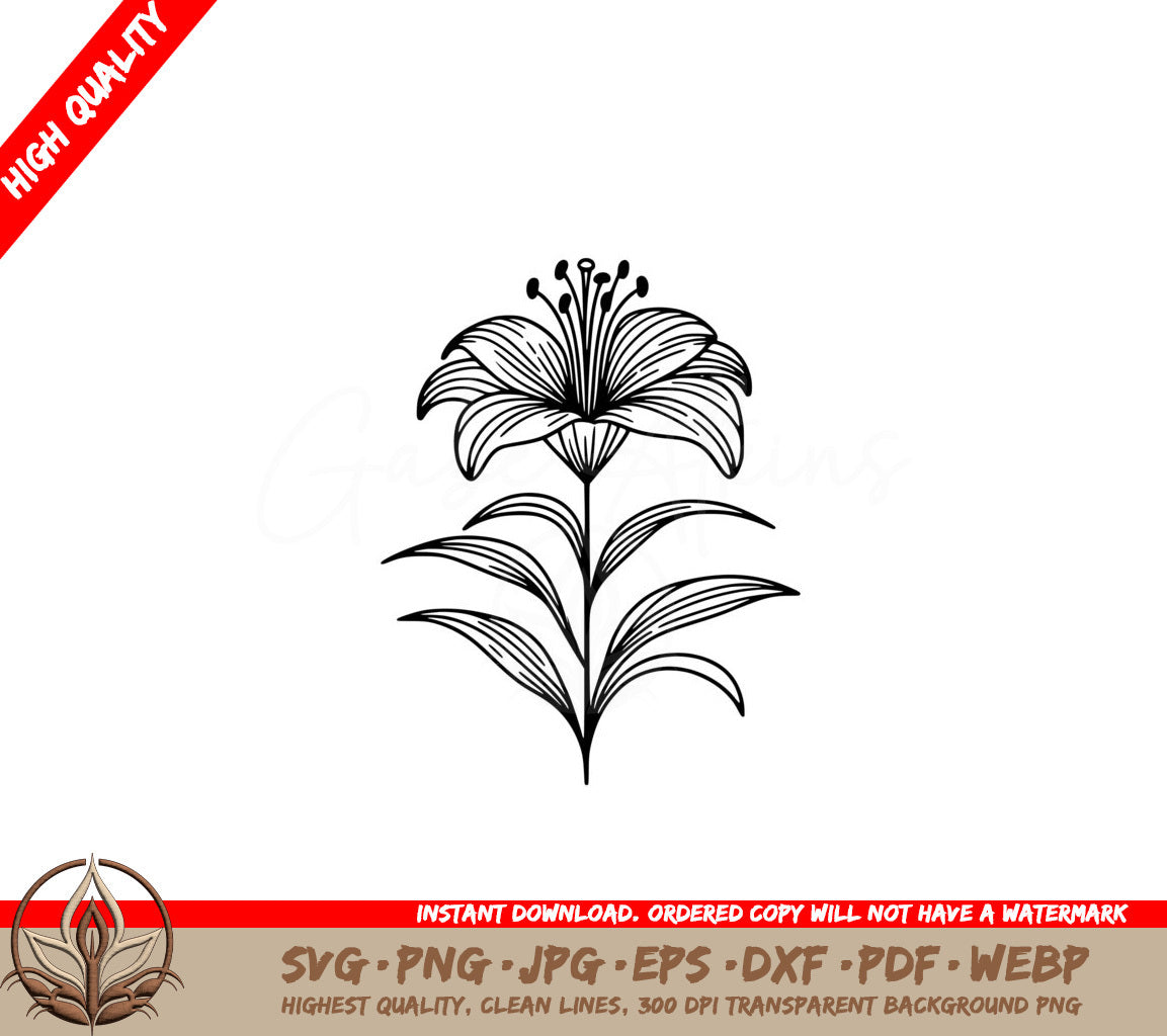 Tall Lily SVG Cut File  Lily SVG  Flower SVG for Cricut and Silhouette 
