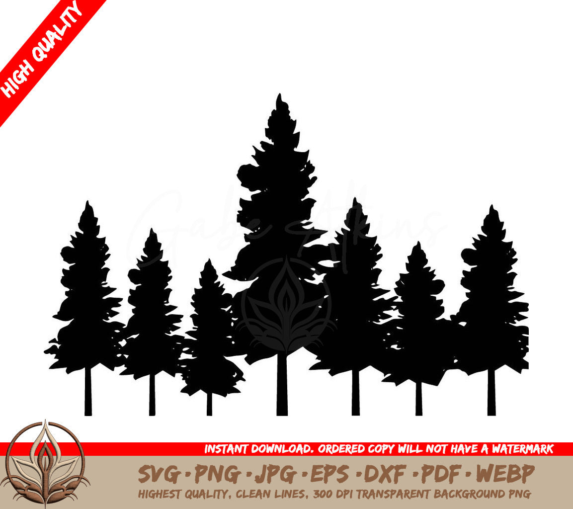 Tall Treeline Digital Design File (SVG, PNG, JPG, AI, PDF, DXF, EPS, WebP) 
