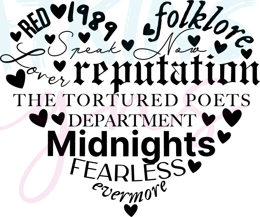 The Tortured Poets Department SVG Bundle V2 | 13 TTPD SVG Bundle Desig | SVG, PNG JPG, EPS, DXF, PDF File Formats Included Vol