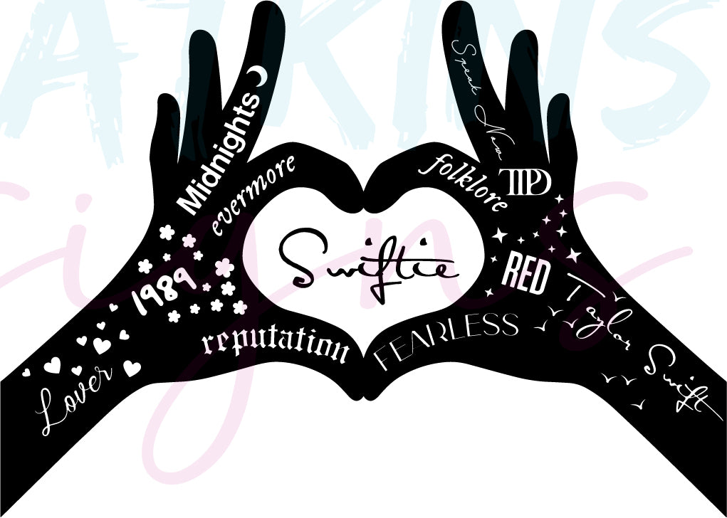 Taylor Swift Hands Heart Album Names SVG, PNG JPG, EPS, DXF, PDF | The | Taylor Swift Hands Heart Album Names SVG, PNG JPG, EPS, DXF, PDF