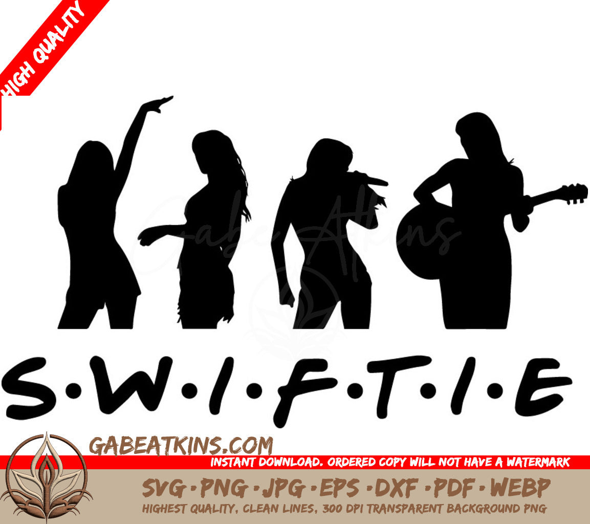 A Silhouette Of A Woman Singing And Playing A Guitar With The Words S.W.I.F.T.I.E SVG - Taylor Swift - Swifitie SVG