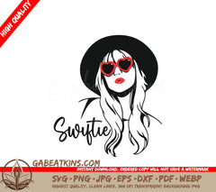  A Woman Wearing A Hat And Heart Shaped Sunglasses SVG - Taylor Swift - Swiftie SVG