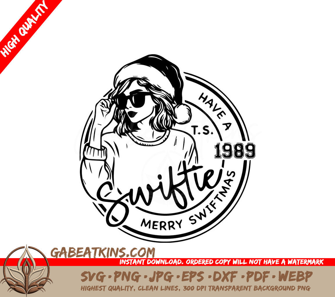 A Black And White Logo For Swifties Merry Swiftmas SVG - Taylor Swift SVG, Have a Merry Swiftmas SVG SVG