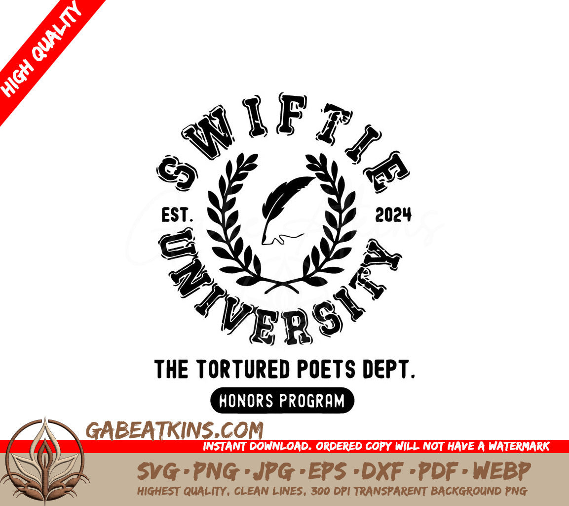 A Black And White Logo For Swift University SVG - Taylor Swift SVG, Swiftie University SVG, Swiftie University Honor Member SVG SVG