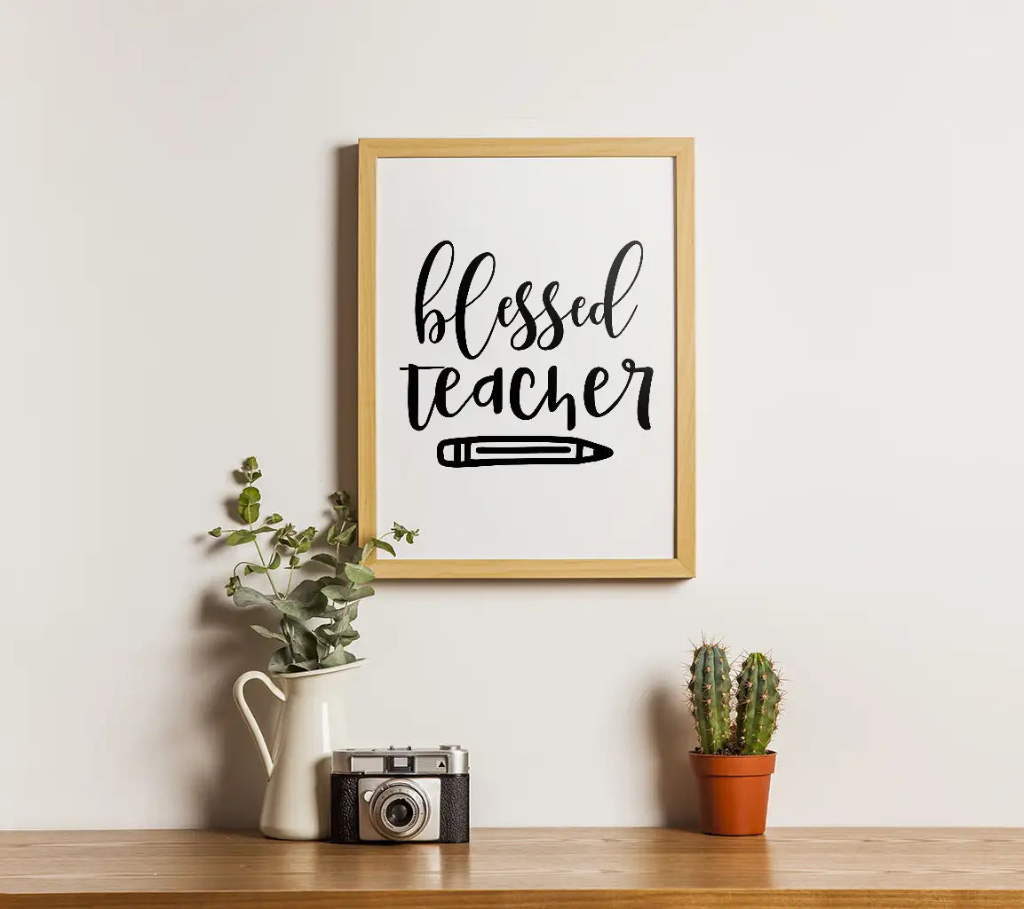 Blessed Teacher SVG with Pencil - Teacher Appreciation Design SVG