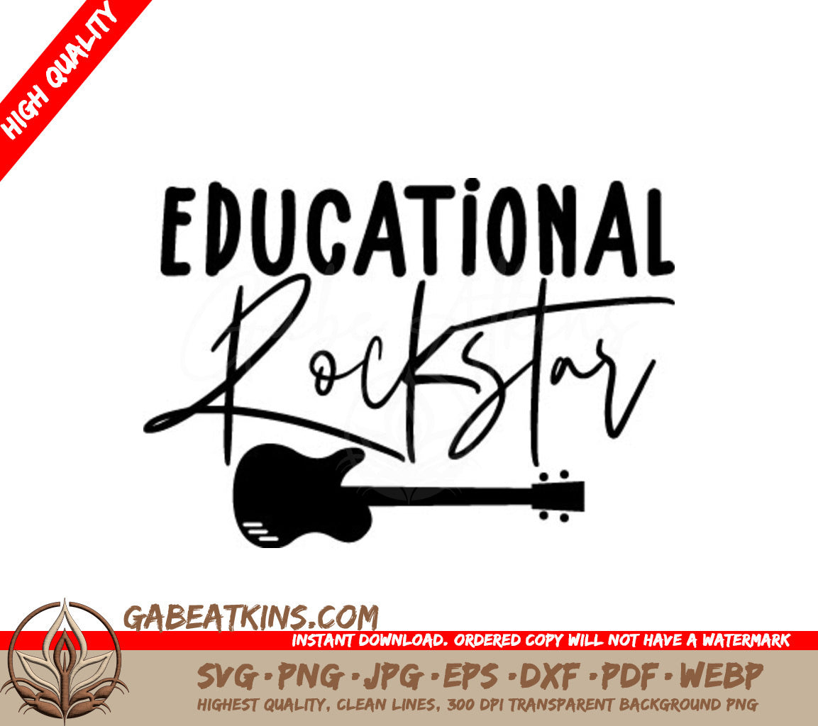 Educational Rockstar Guitar SVG -  Teacher Design SVG