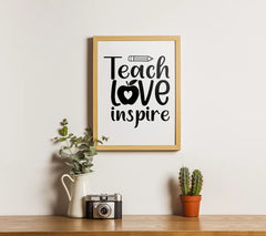 Teacher Apple & Pencil Teach Love Inspire SVG Cut File SVG