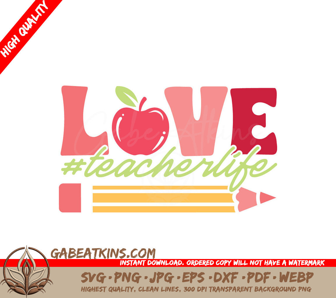 Teacher Love Apple Pencil SVG SVG