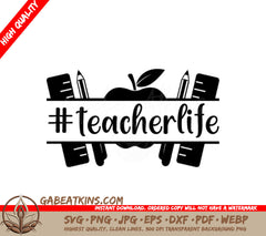  Teacher Life Design SVG - Apple, Pencils, Notebooks & Pen SVG