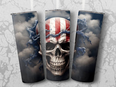 Tempest American Flag Skull 20oz Tumbler Design | Patriotic Storm Skul | Tempest American Flag Skull 20oz Tumbler Design