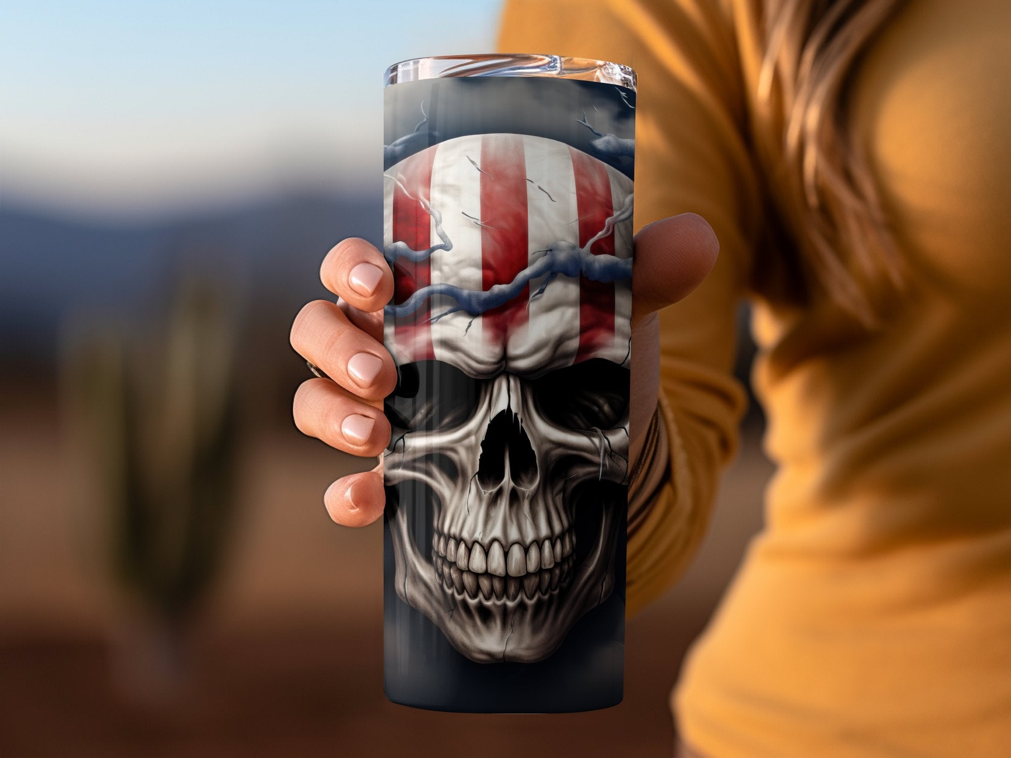 Tempest American Flag Skull 20oz Tumbler Design | Patriotic Storm Skul | Tempest American Flag Skull 20oz Tumbler Design