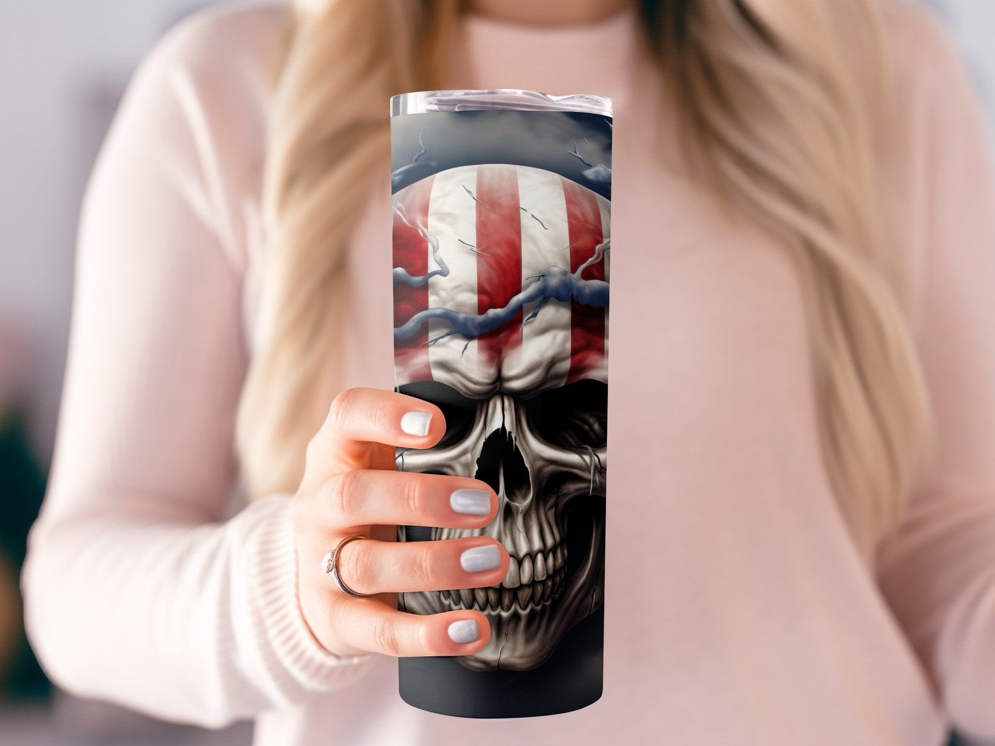 Tempest American Flag Skull 20oz Tumbler Design | Patriotic Storm Skul | Tempest American Flag Skull 20oz Tumbler Design