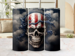 Tempest American Flag Skull 20oz Tumbler Design | Patriotic Storm Skul | Tempest American Flag Skull 20oz Tumbler Design