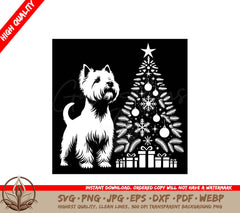 Terrier Pup Christmas Digital Design File (SVG, PNG, JPG, AI, PDF, DXF, EPS, WebP) 
