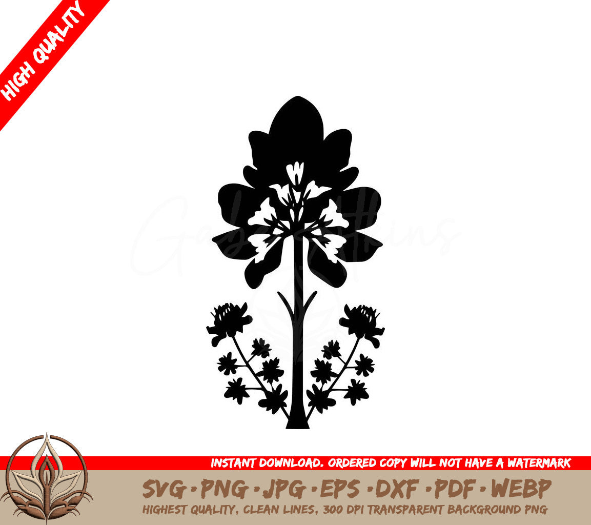 Texas Bluebonnet Digital Design in SVG, PNG, JPG, AI, PDF, DXF, EPS and WebP Formats 
