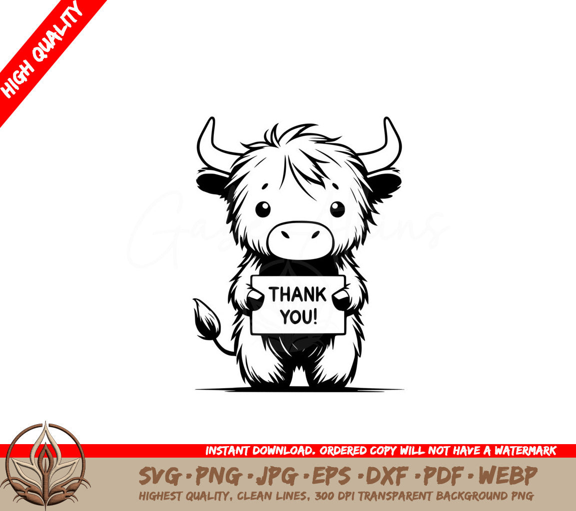 Thankful Highland Cow SVG