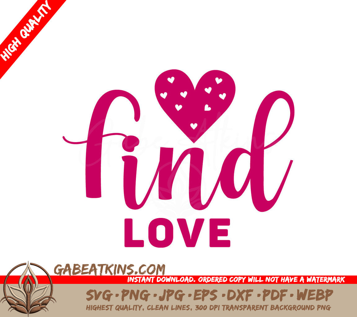 Pink Find Love Heart SVG SVG