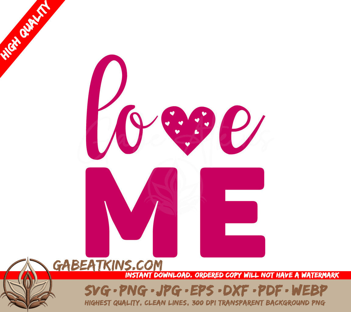 Pink Love Me SVG with Hearts SVG