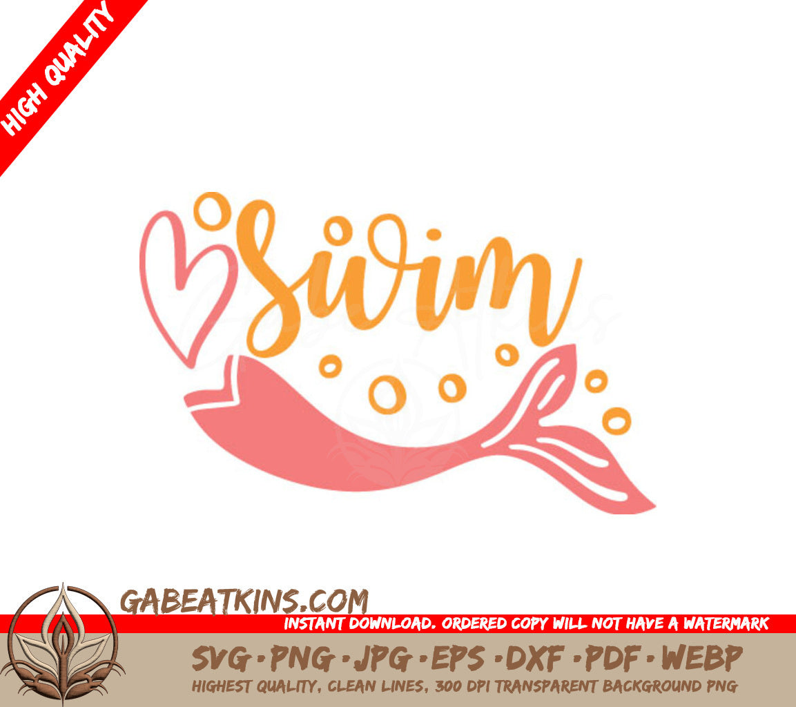 Mermaid Tail Swim SVG Design SVG