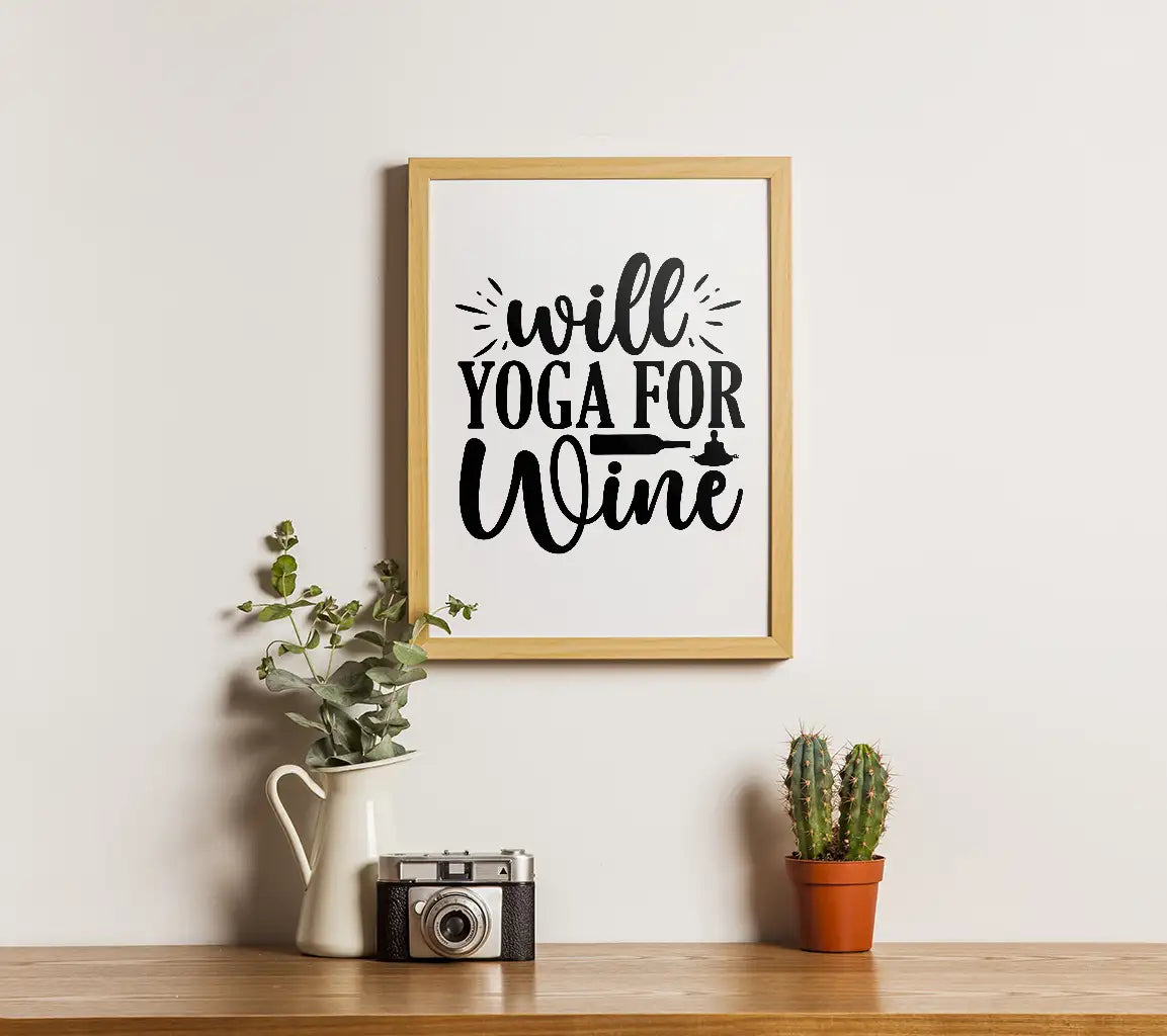 Will Yoga for Wine SVG Design SVG