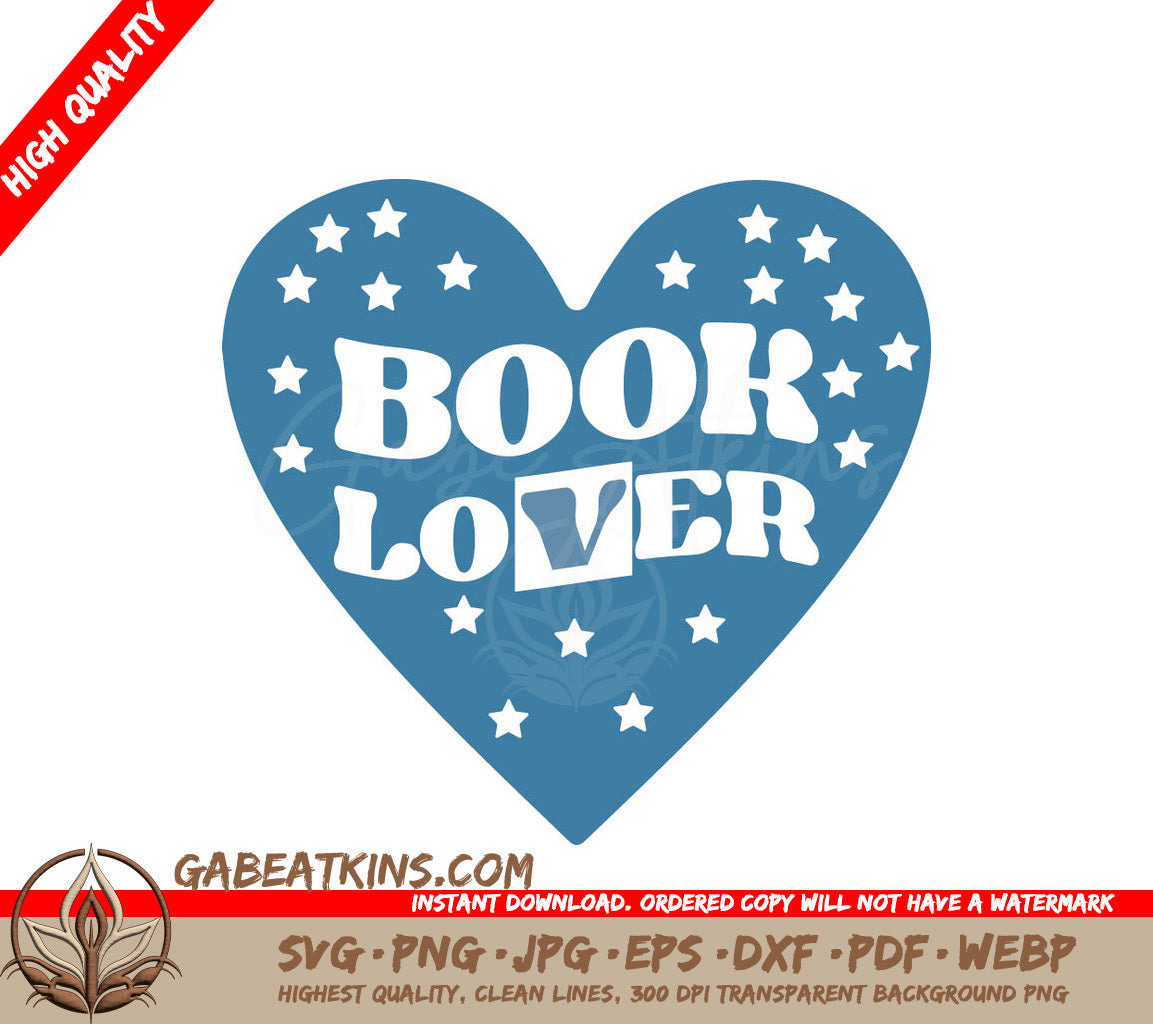 Blue Heart Book Lover SVG SVG