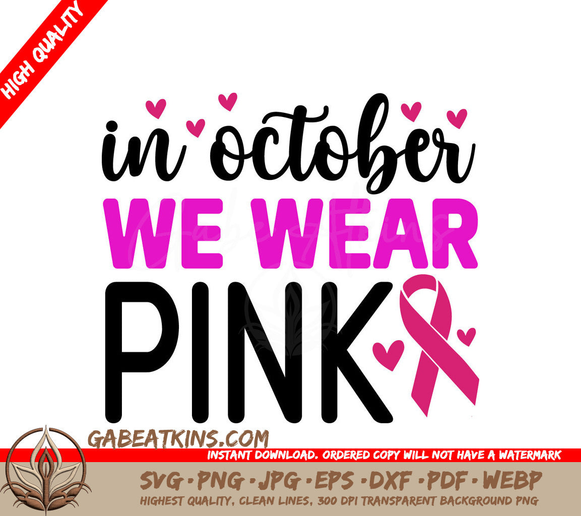 October Pink Breast Cancer SVG SVG