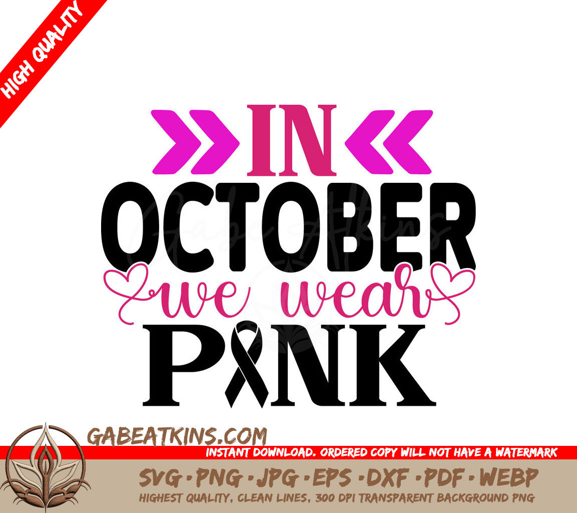 October Pink Ribbon Breast Cancer SVG SVG