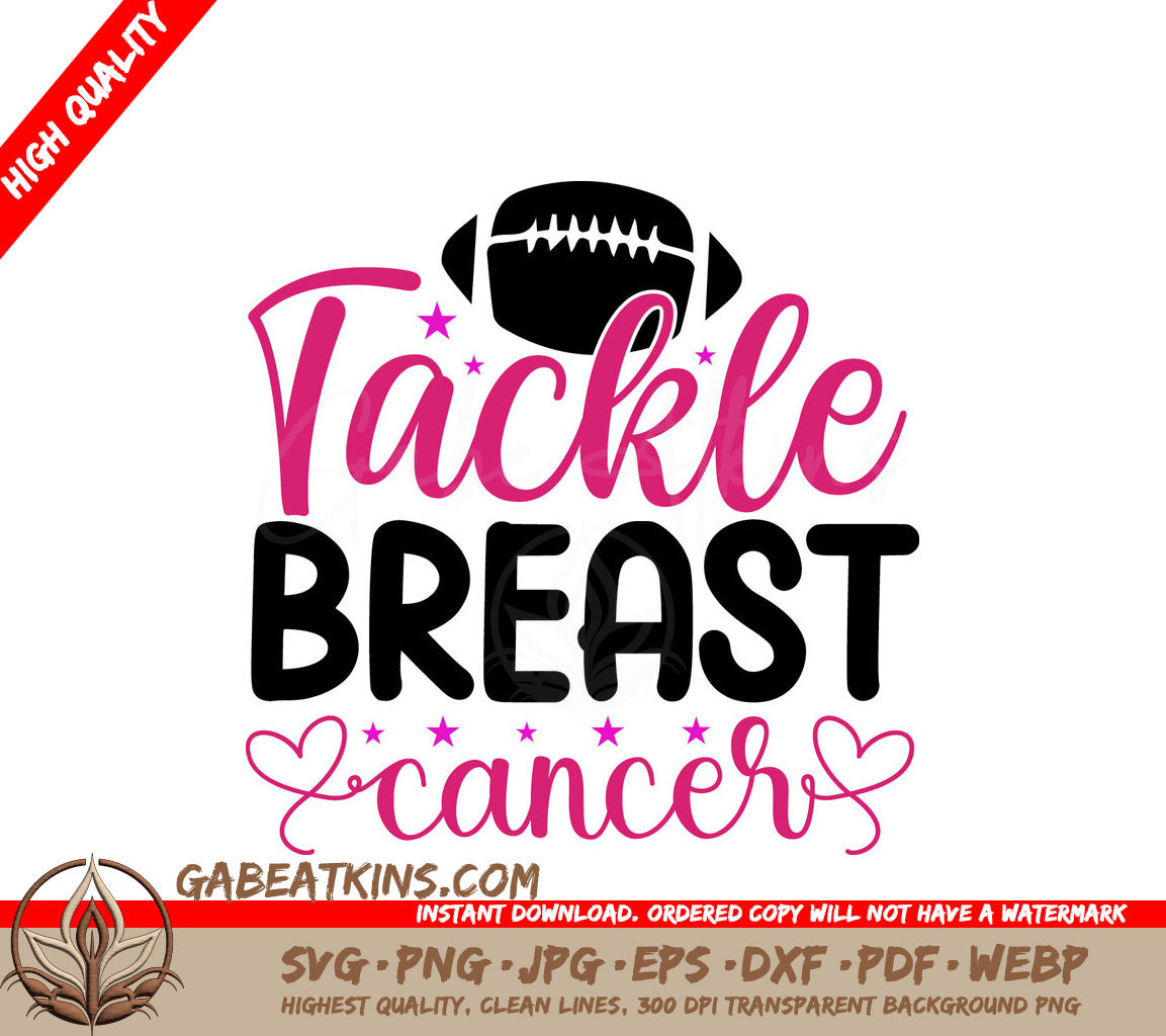 Pink & Black Tackle Breast Cancer SVG SVG