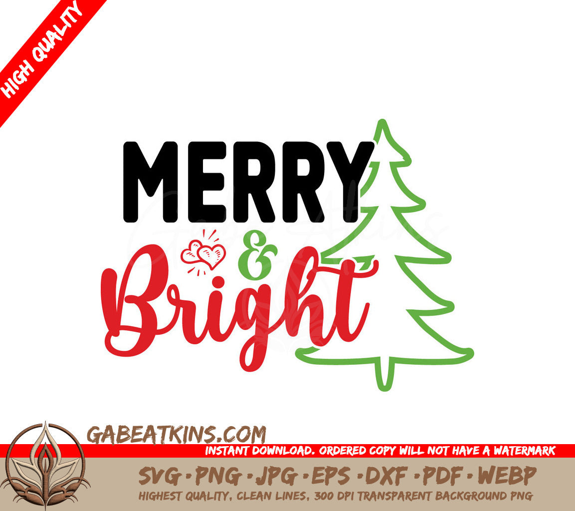 Merry & Bright Christmas Tree SVG SVG