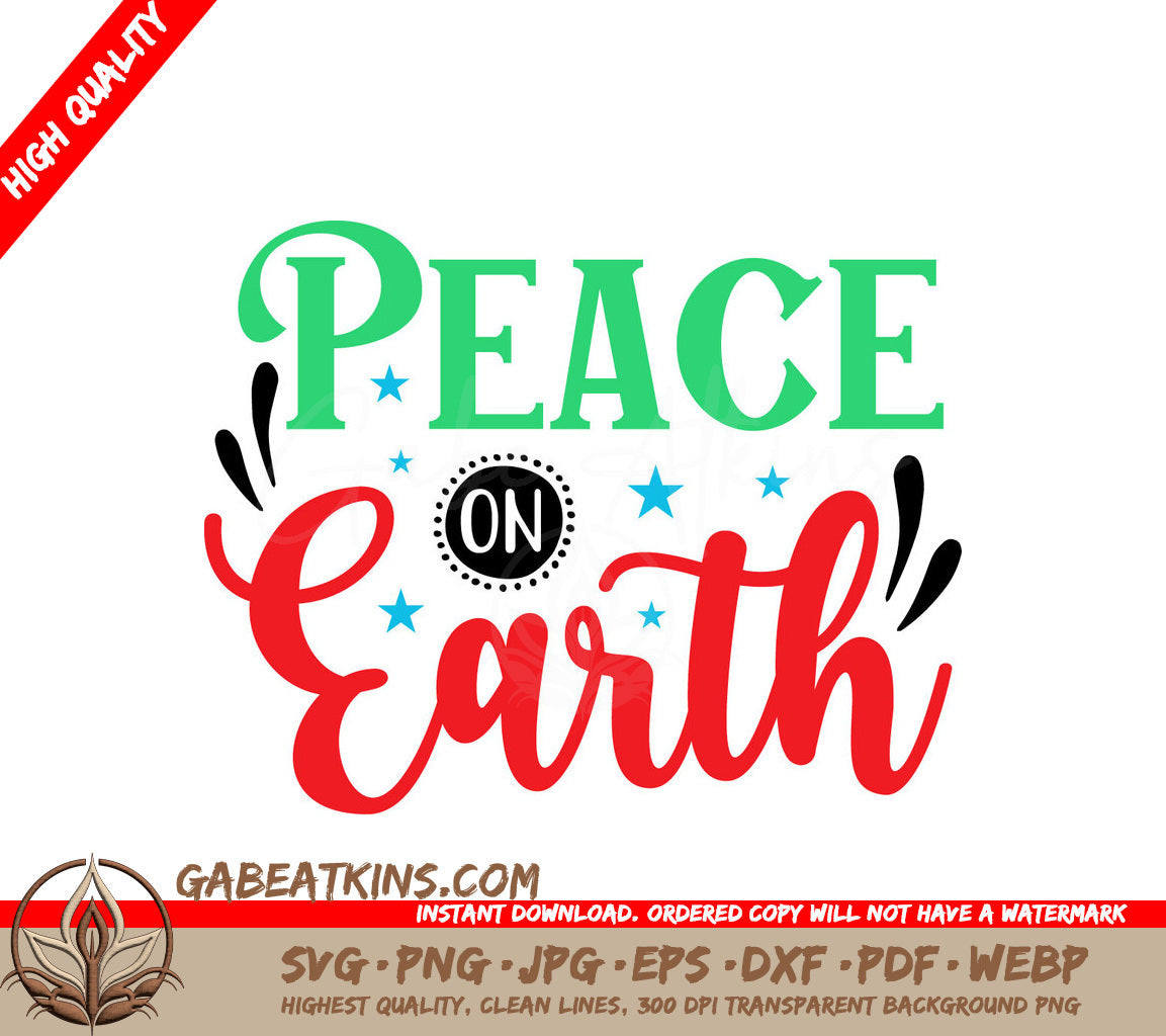 Green & Red Peace On Earth SVG SVG