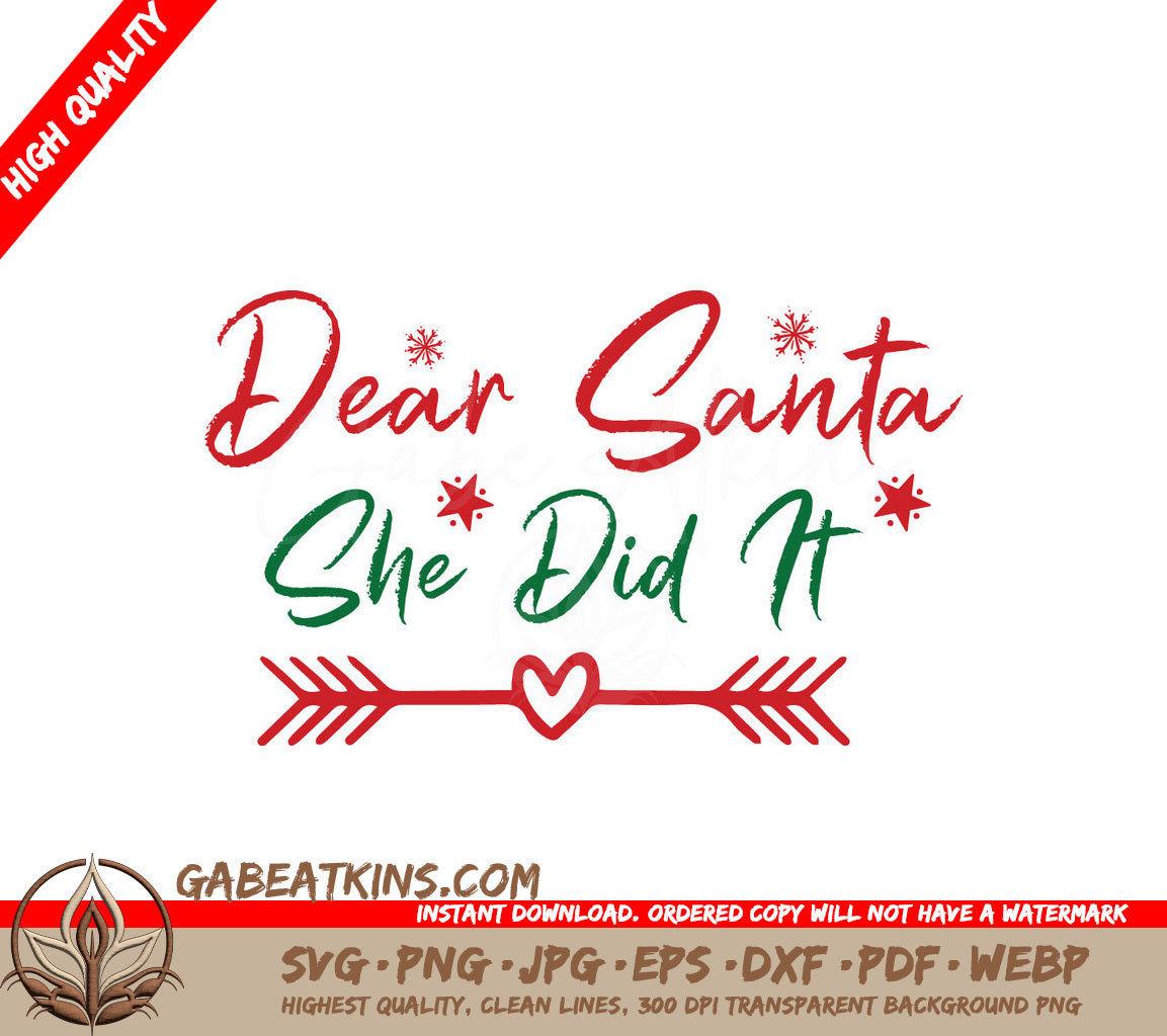 Red & Green Dear Santa SVG SVG